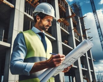 perito revisando mediciones de planos